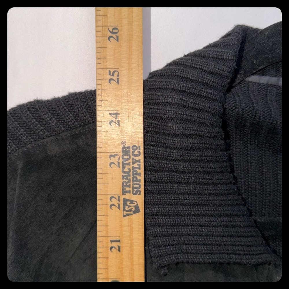 Chico's Design Jacket Women Size 2 Black Leather Suede Knit Mixed Media Coat - Picture 4 of 7